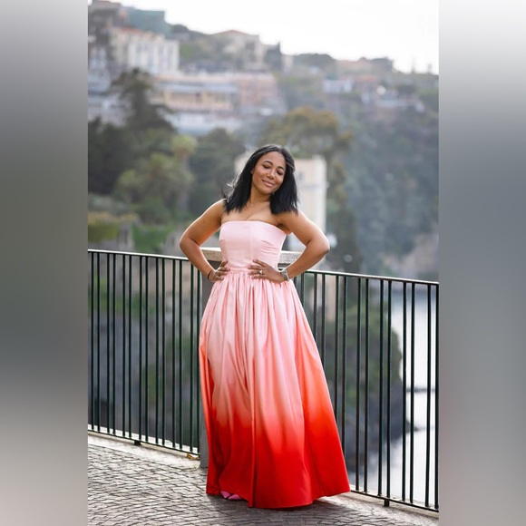 SAU LEE Teigen Gown In Blush Red Ombre, brand new, never worn, no flaws. - Picture 12 of 15